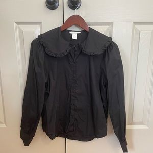 Black Peter Pan Collar Blouse